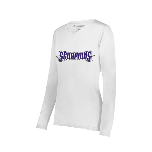[222824.005.S-LOGO1] Ladies LS Smooth Sport Shirt (Female Adult S, White, Logo 1)