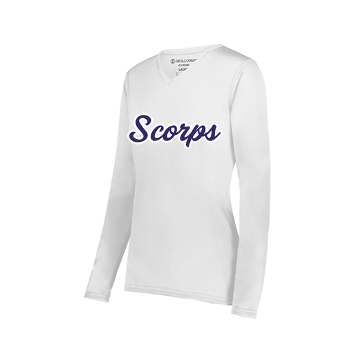 [222824.005.S-LOGO3] Ladies LS Smooth Sport Shirt (Female Adult S, White, Logo 3)